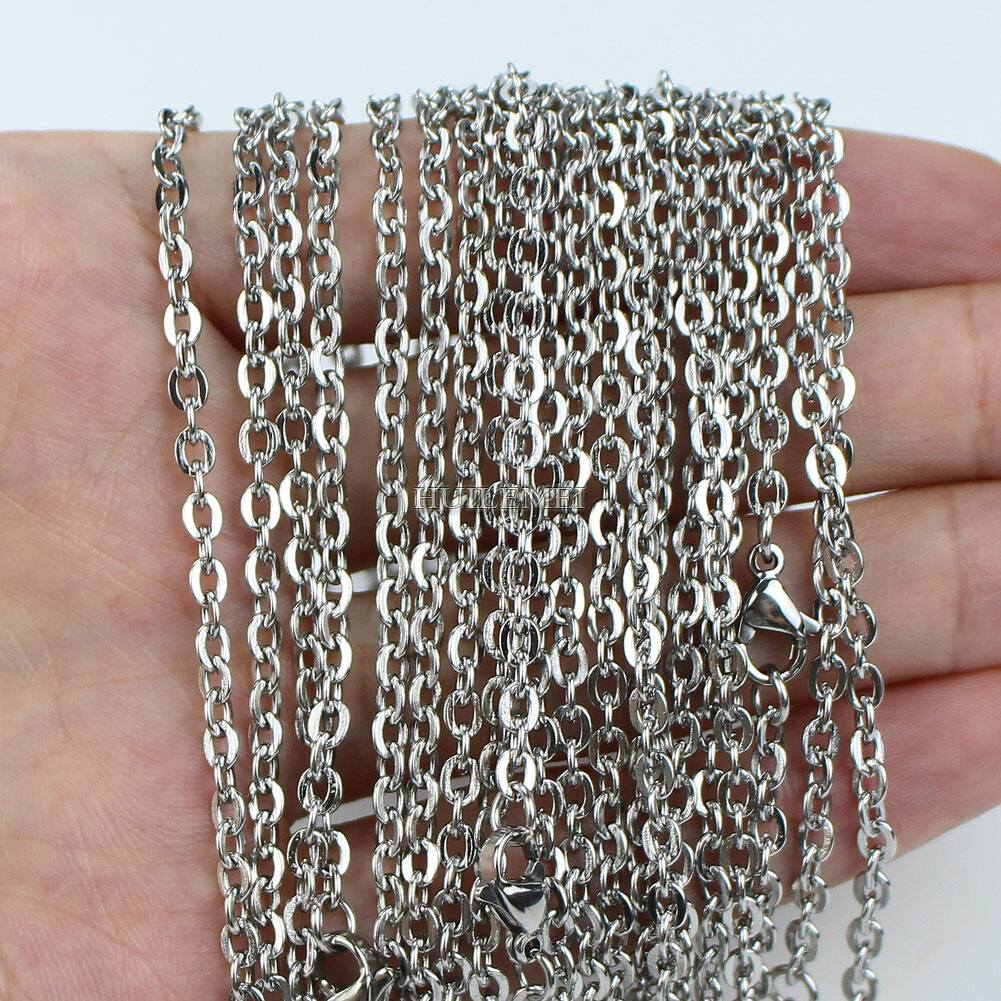 10/20/50pcs 1.6/2/2.4/3mm Stainless Steel Flat “O” Rolo Cable Chain Necklace