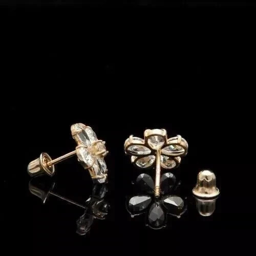 2Ct Pear Cut Lab Created Diamond Womens Stud Earrings 14K Yellow Gold Plated