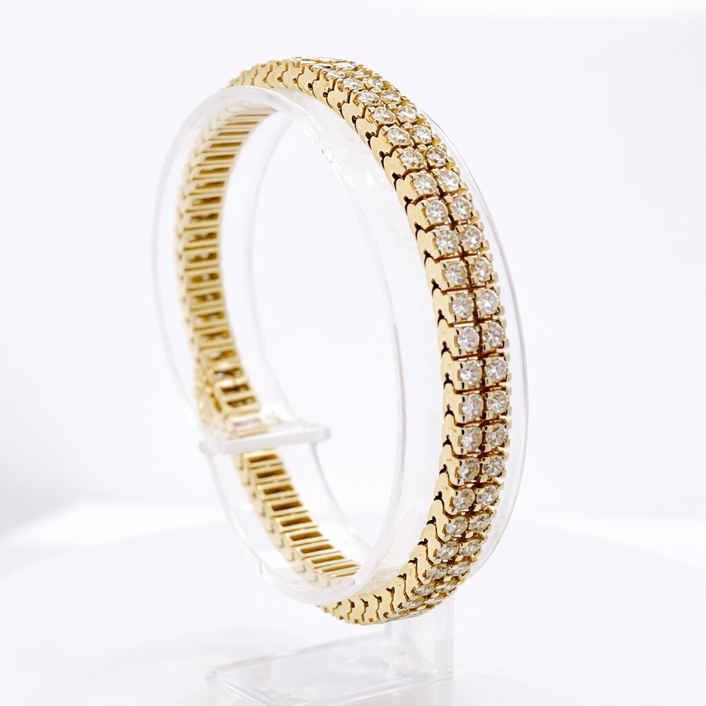 Lab Grown Diamond Double Row Tennis Bracelet 8Ct 14k Yellow Gold Unisex Gift