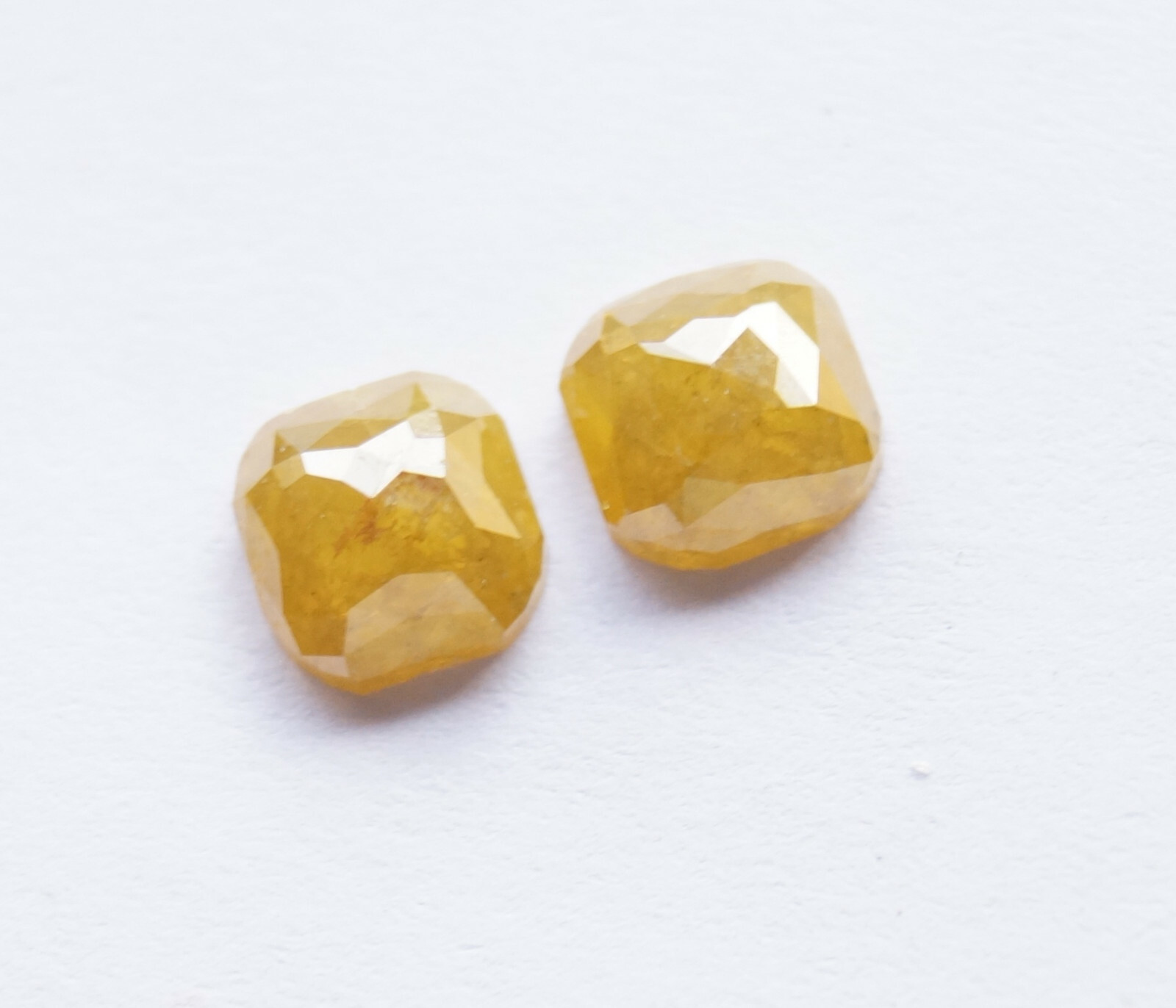 Natural Rose Cut Diamond Pair Cushion Yellow Color I3 Clarity 5.37MM 1.45Ct 1027