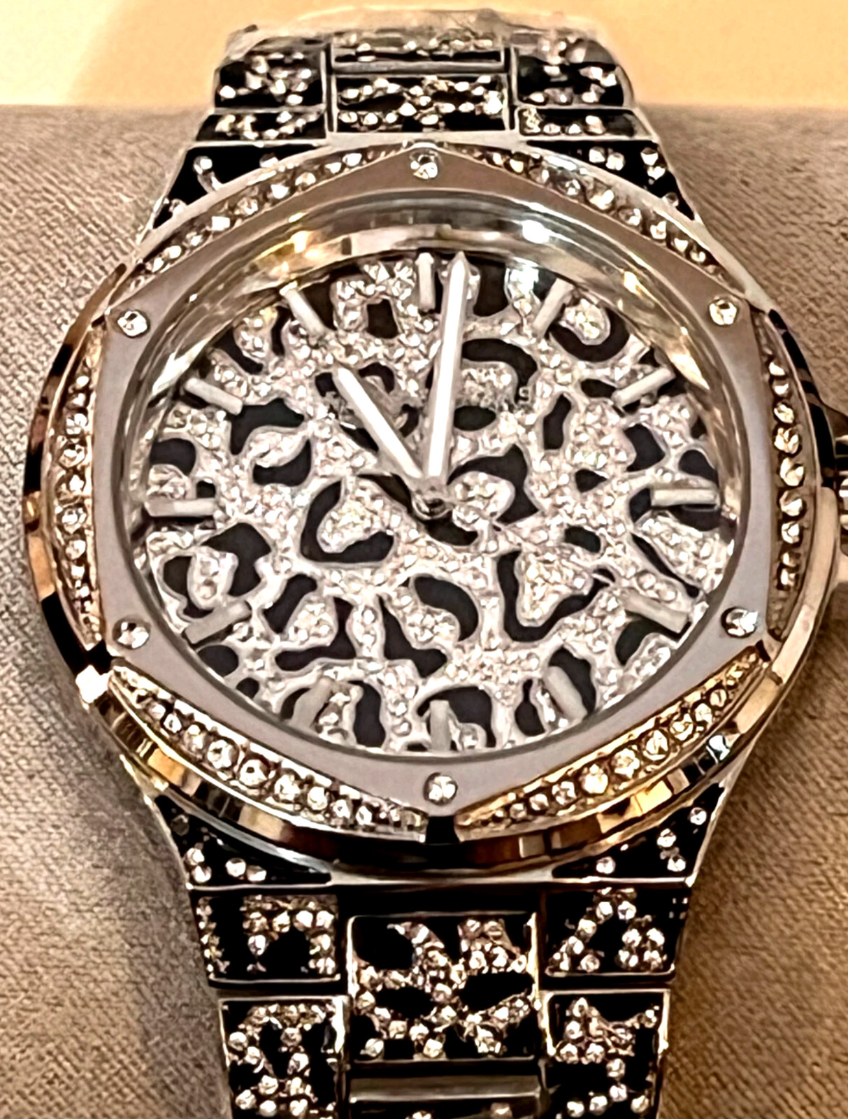MICHAEL KORS MK7408 Lennox Animal Pavé SILVER-Tone Ladies Watch BNWT G/Box $550