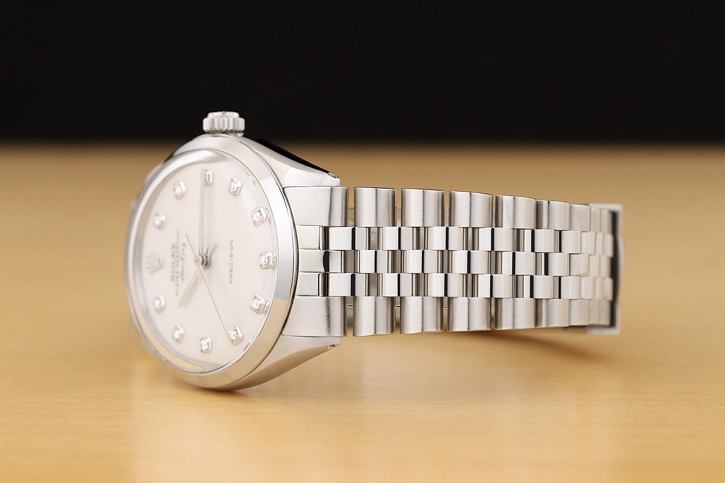 ROLEX OYSTER PERPETUAL AIR-KING 5500 MOTHER OF PEARL DIAL STEEL JUBILEE WATCH