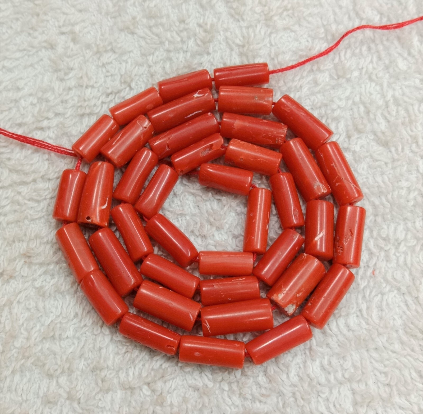 16″INCHES 100% Natural Italian coral pipe Beads.AA quality.Size 4x10mm to 5x11mm