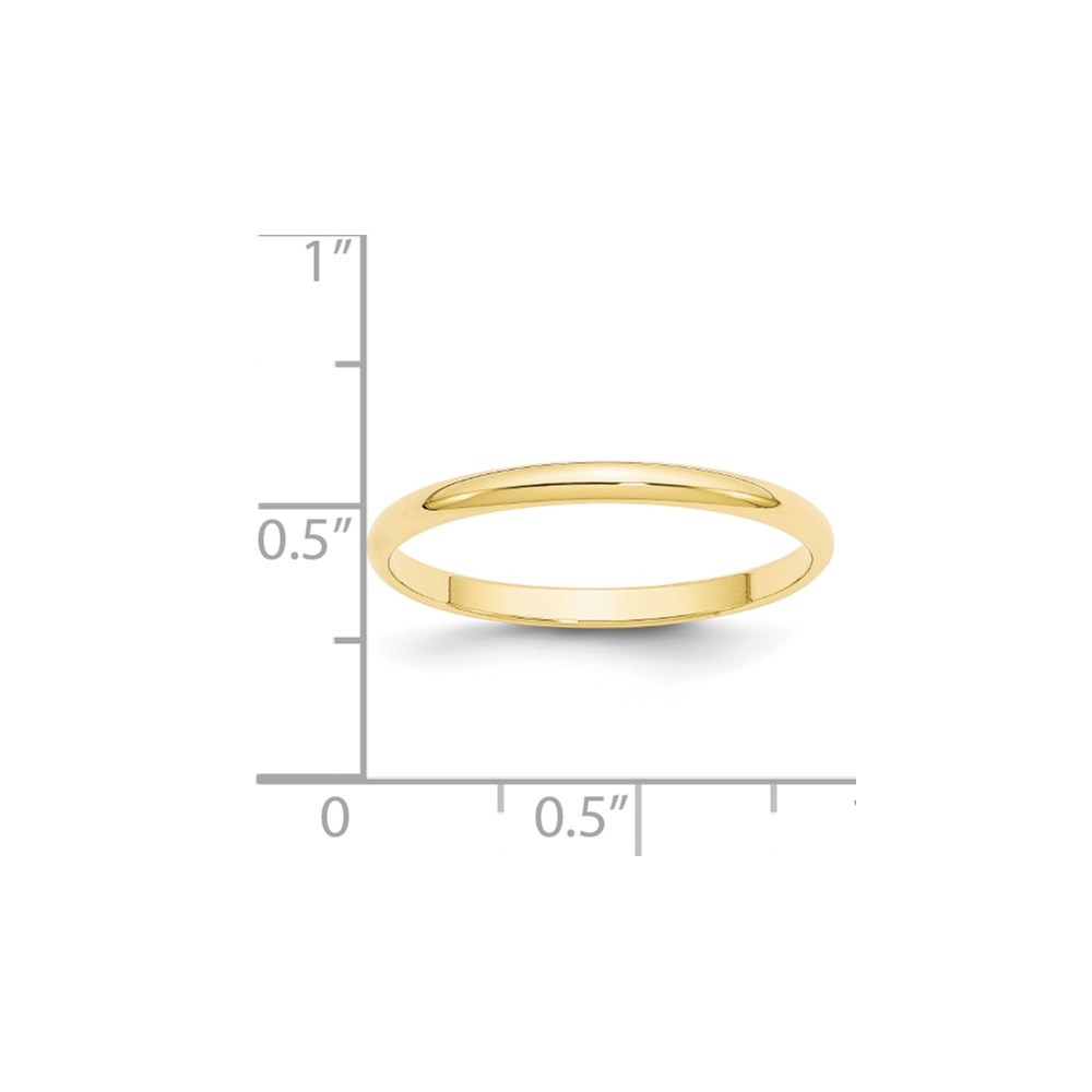 10k Yellow Gold 2mm Lightweight Half Round Wedding Band Ring Size 8