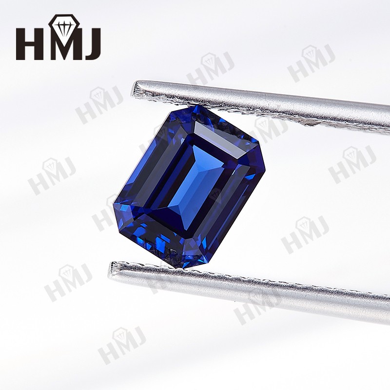 Emerald Shape Lab Created Royal Blue Sapphire Stones AGL Jewelry Loose Gemstones