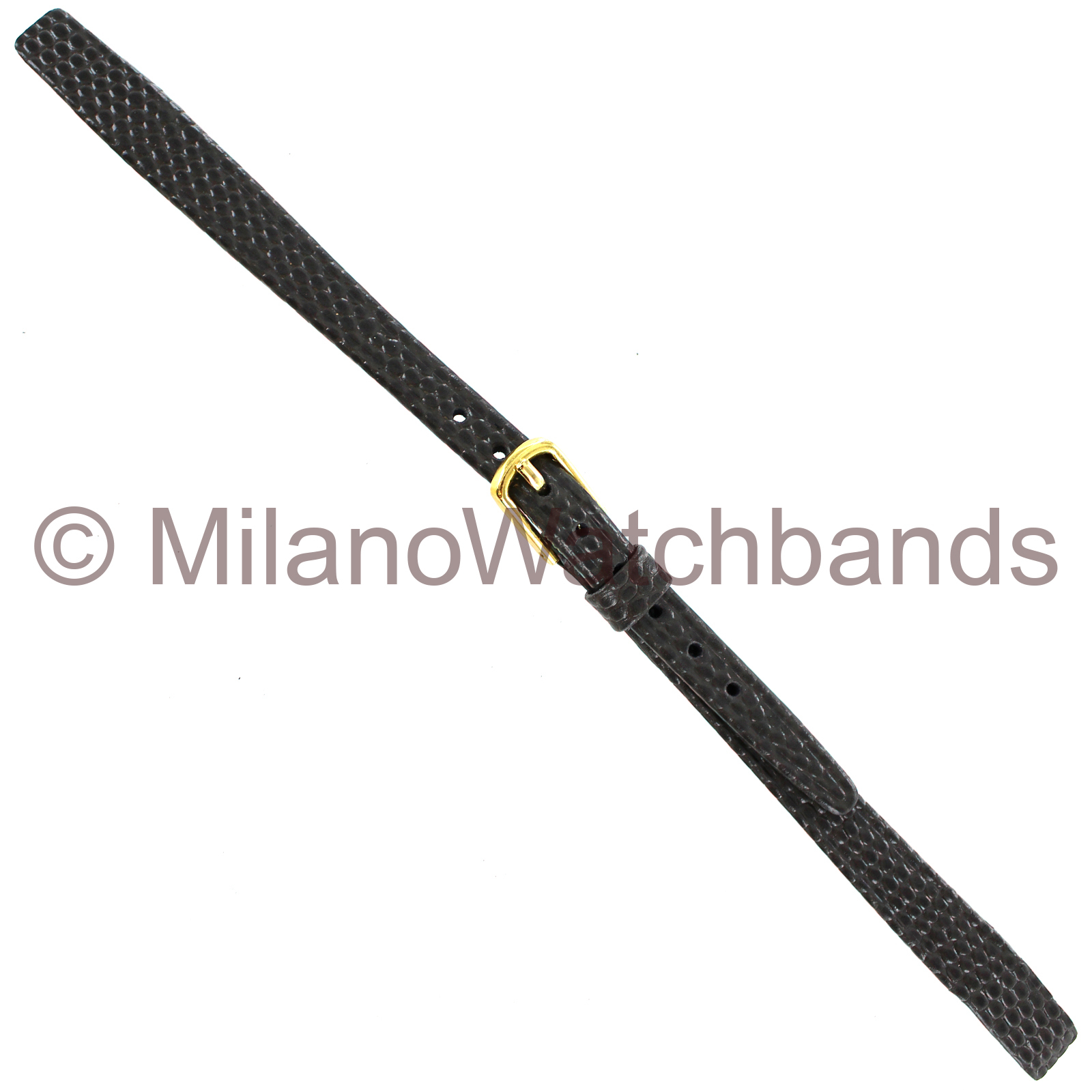 8mm Hirsch Ladies Gray Lizard Grain Stitched Look Open Ended Watch Band