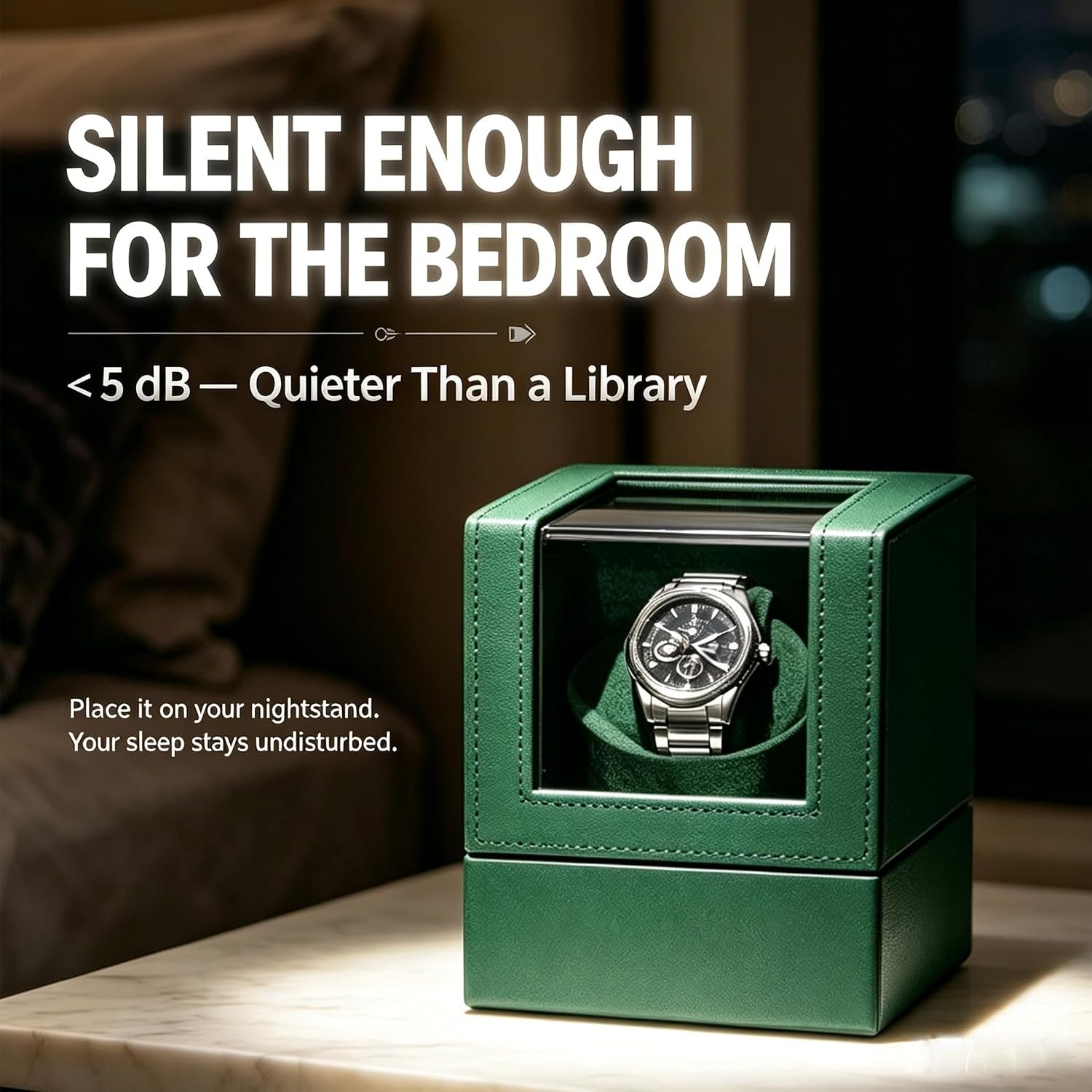 Automatic Japanese Motor Watch Winder Green Quiet Battery AC Powered Rotator