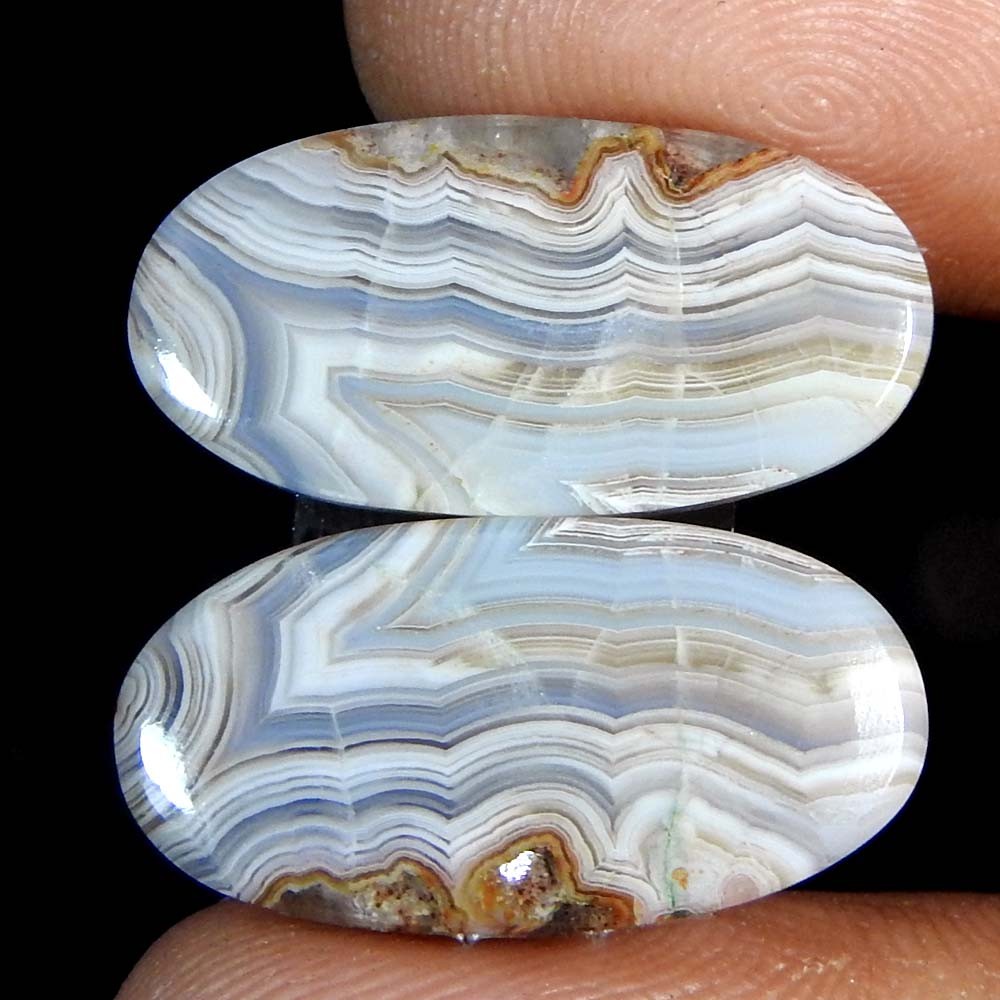 19.00Cts100%Natural Crazy Lace Agate Oval pair Cabochon Loose Gemstone