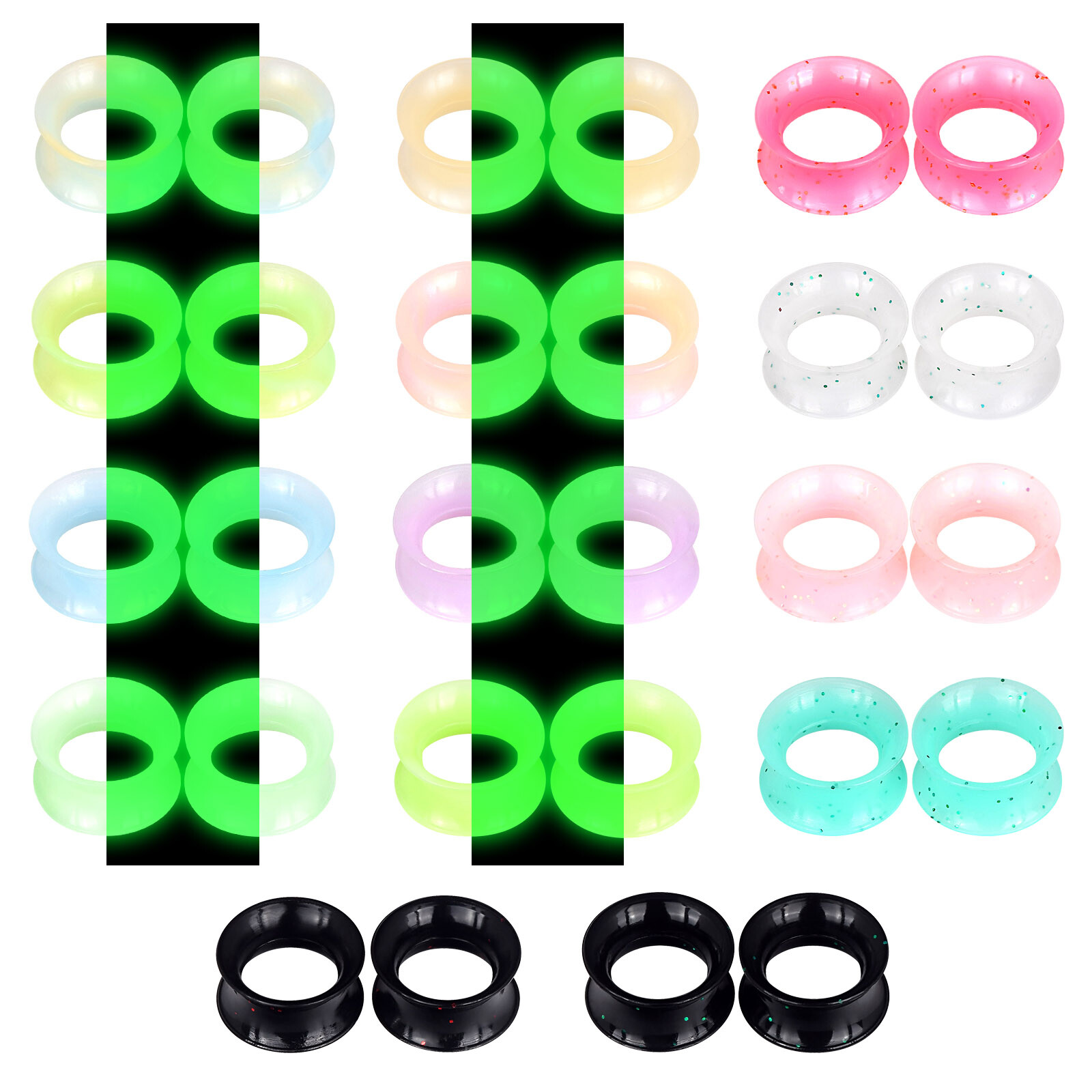 2PCS Thin Skins TUNNELS Silicone Plugs Flesh Ear Gauges Expander Body Piercing