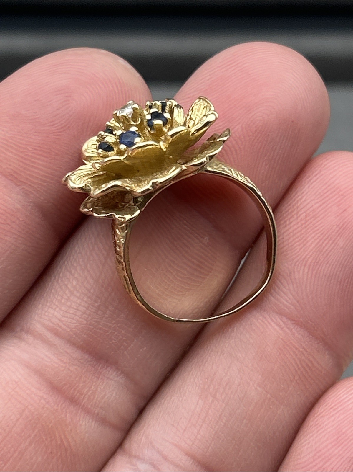 Vintage 14k Gold Sapphire & Diamond Ring Estate Antique 8.8 Grams (Not Scrap)