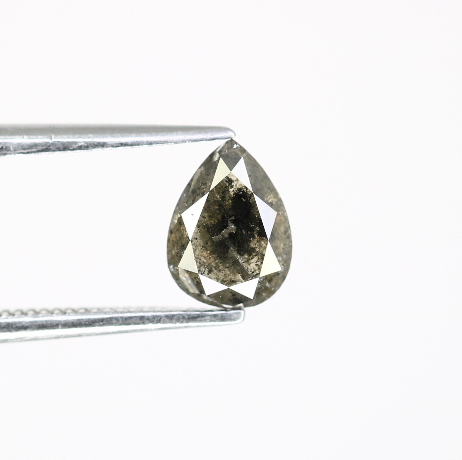 0.96 CT Pear Cut Salt And Pepper Diamond For Engagement Ring