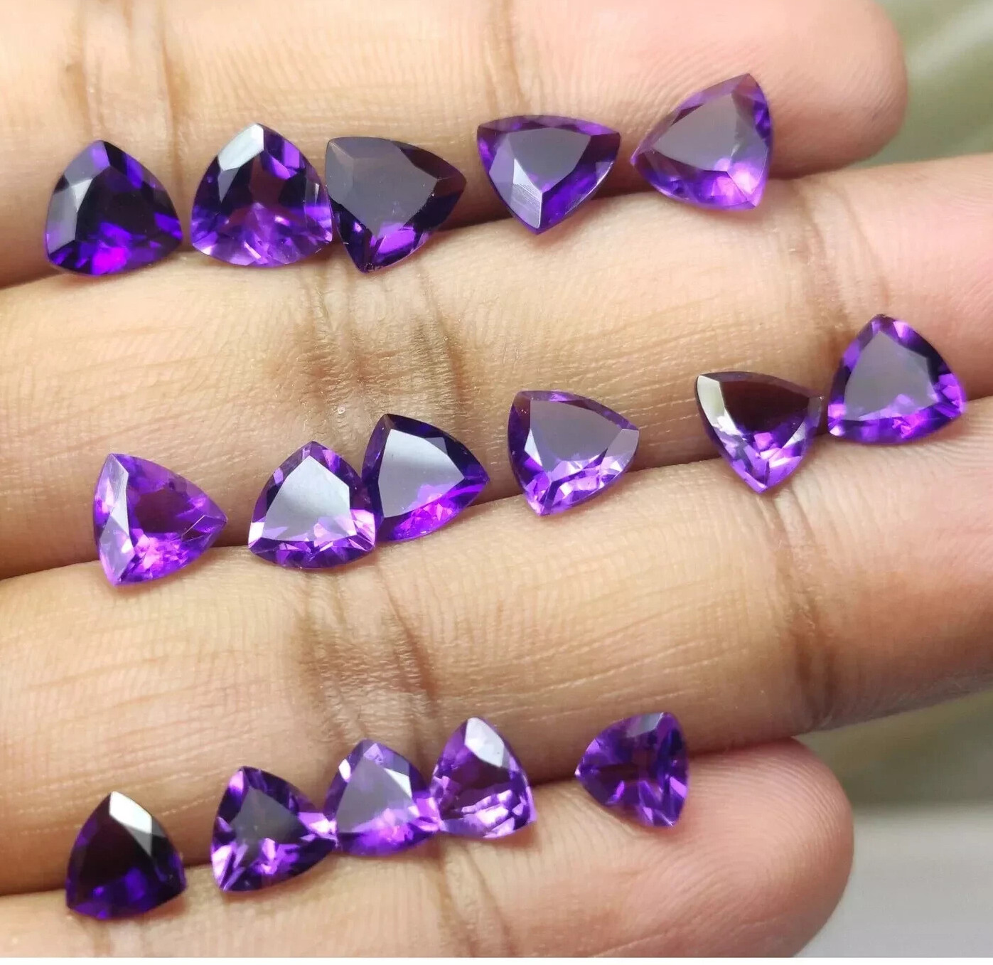[Wholesale] Natural Amethyst Cut Trillion Shape Loose Gemstone Jewellery.