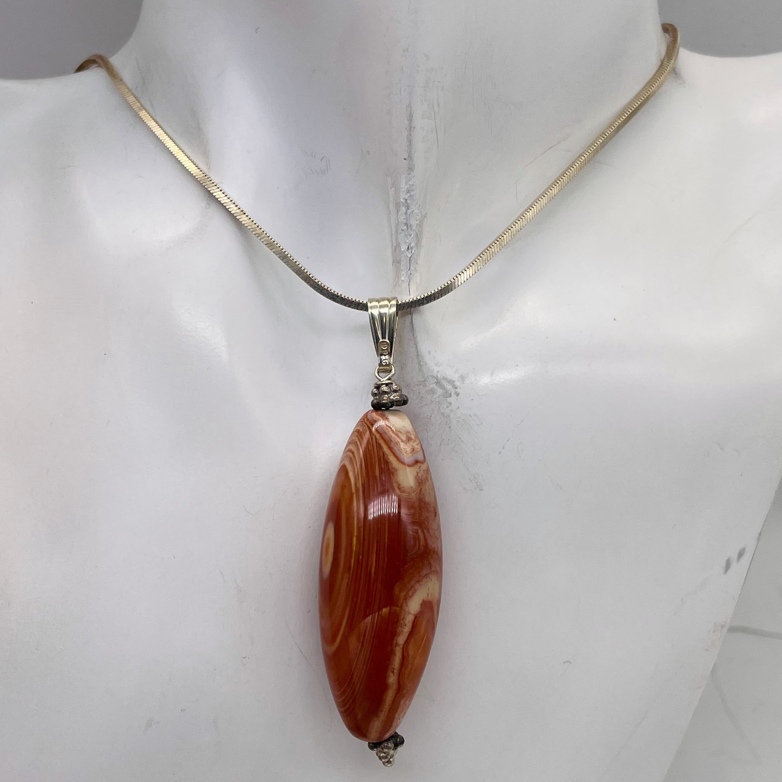 Carnelian Marquise Pendant | 2 1/4″ Long | 40x16mm (Carnelian) | Orange |
