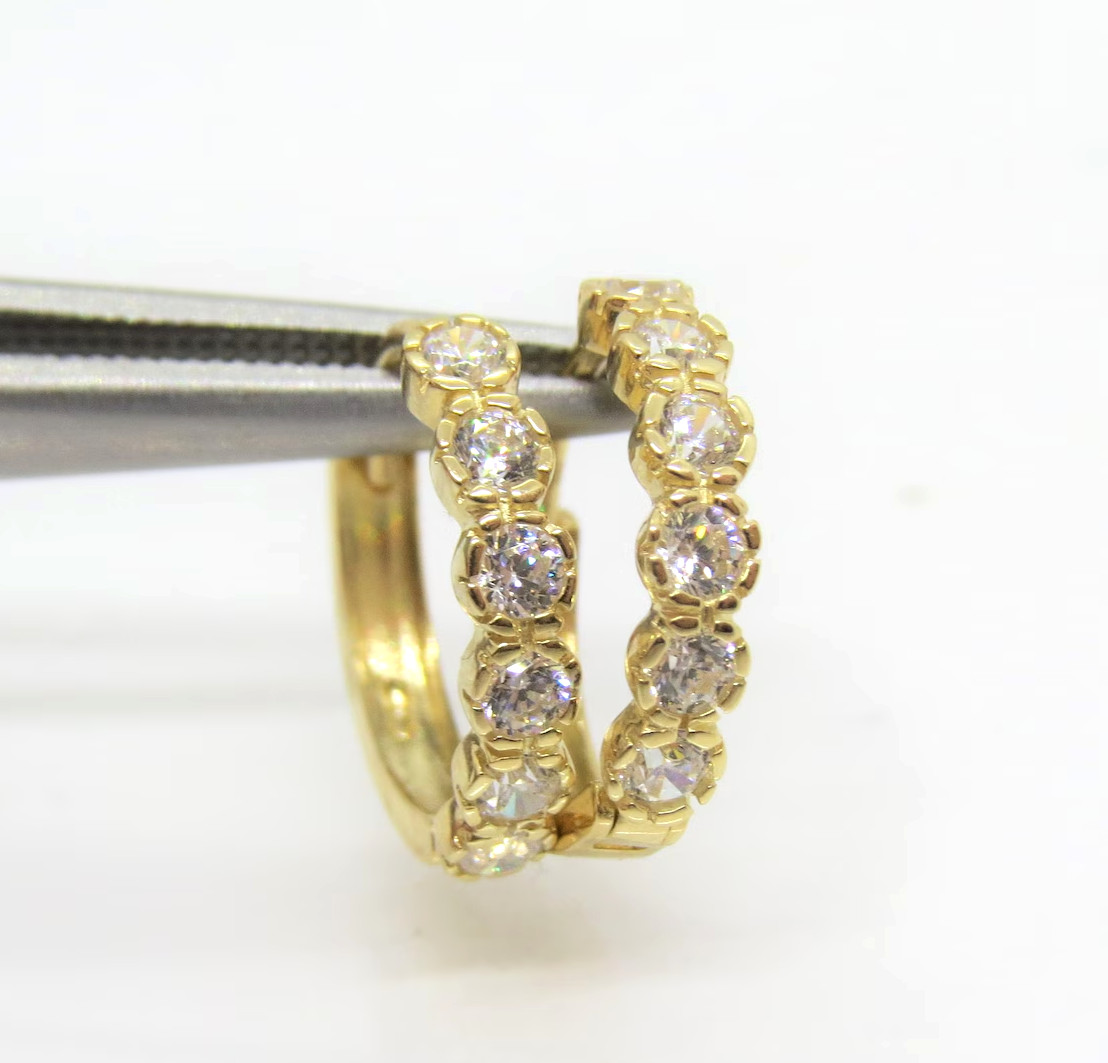 Lab Grown Diamond Engagement Hoop Earrings 9k Yellow Gold Earrings Gift For Her