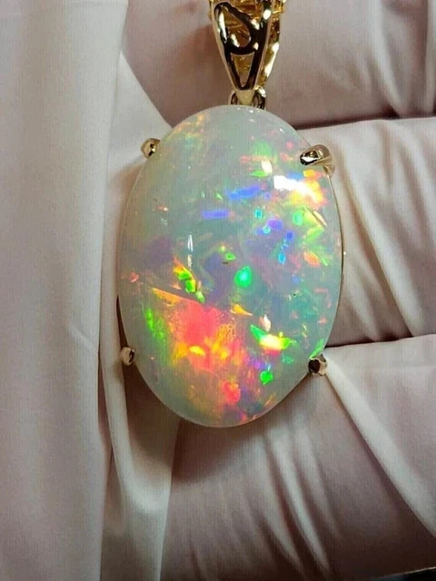 3Ct Oval Cut Lab Created Fire Opal Solitaire Pendant 14K Yellow Gold Plated