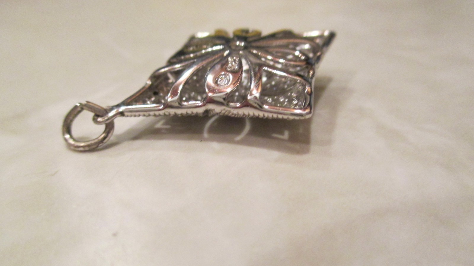 Sparkly Vintage Sterling Silver Affinity Diamond Pendant – QVC – Signed EA .925