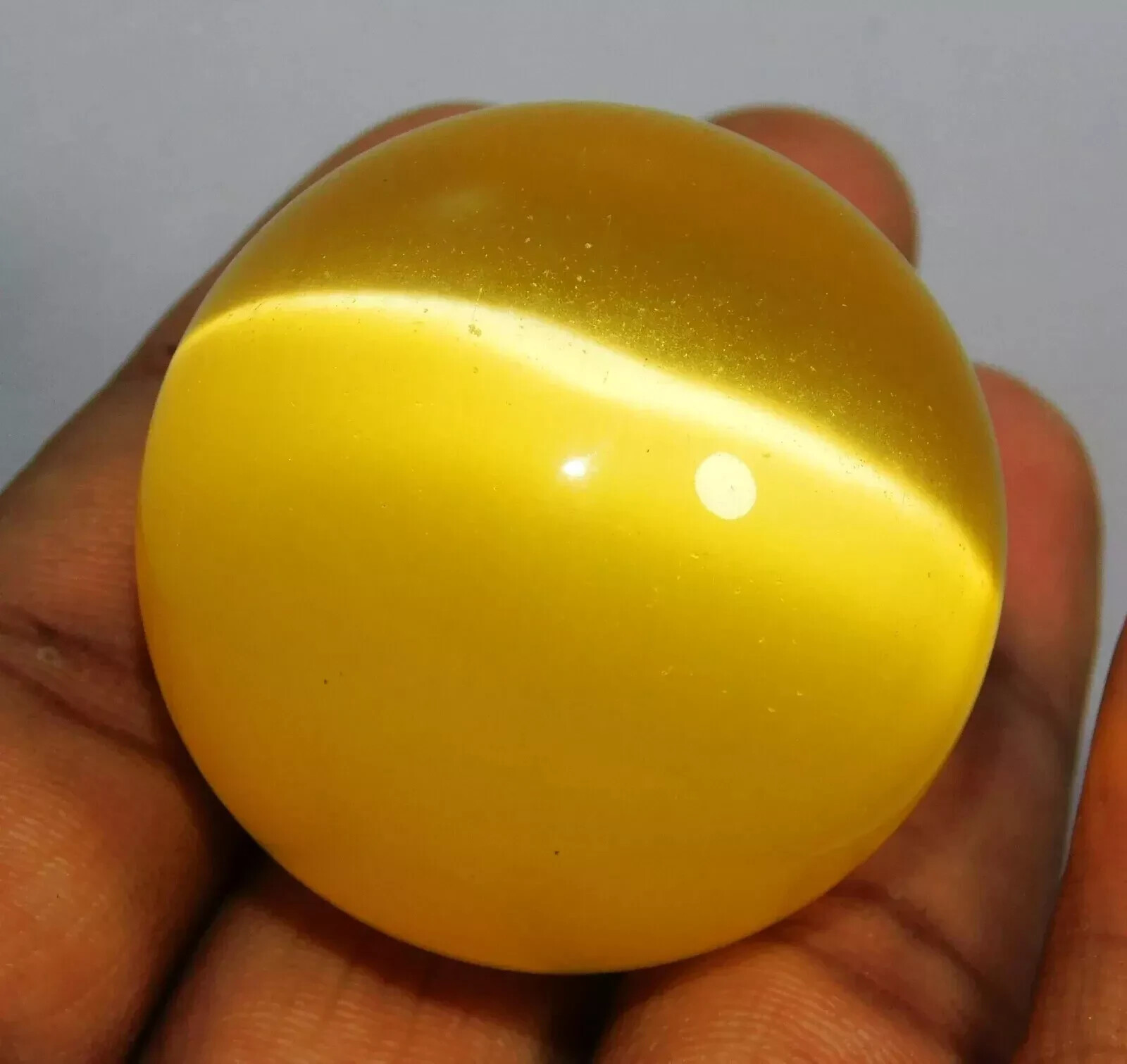 Chrysoberyl 418 Ct Natural Yellow Cats Eye Ball Cut Loose Certified Gemstone