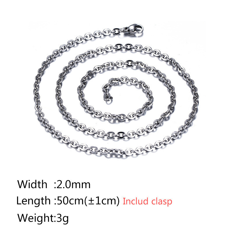 2mm Simple Fashion Pendant With Chain Neck Chain Necklace Jewelry 2 Colors Gift