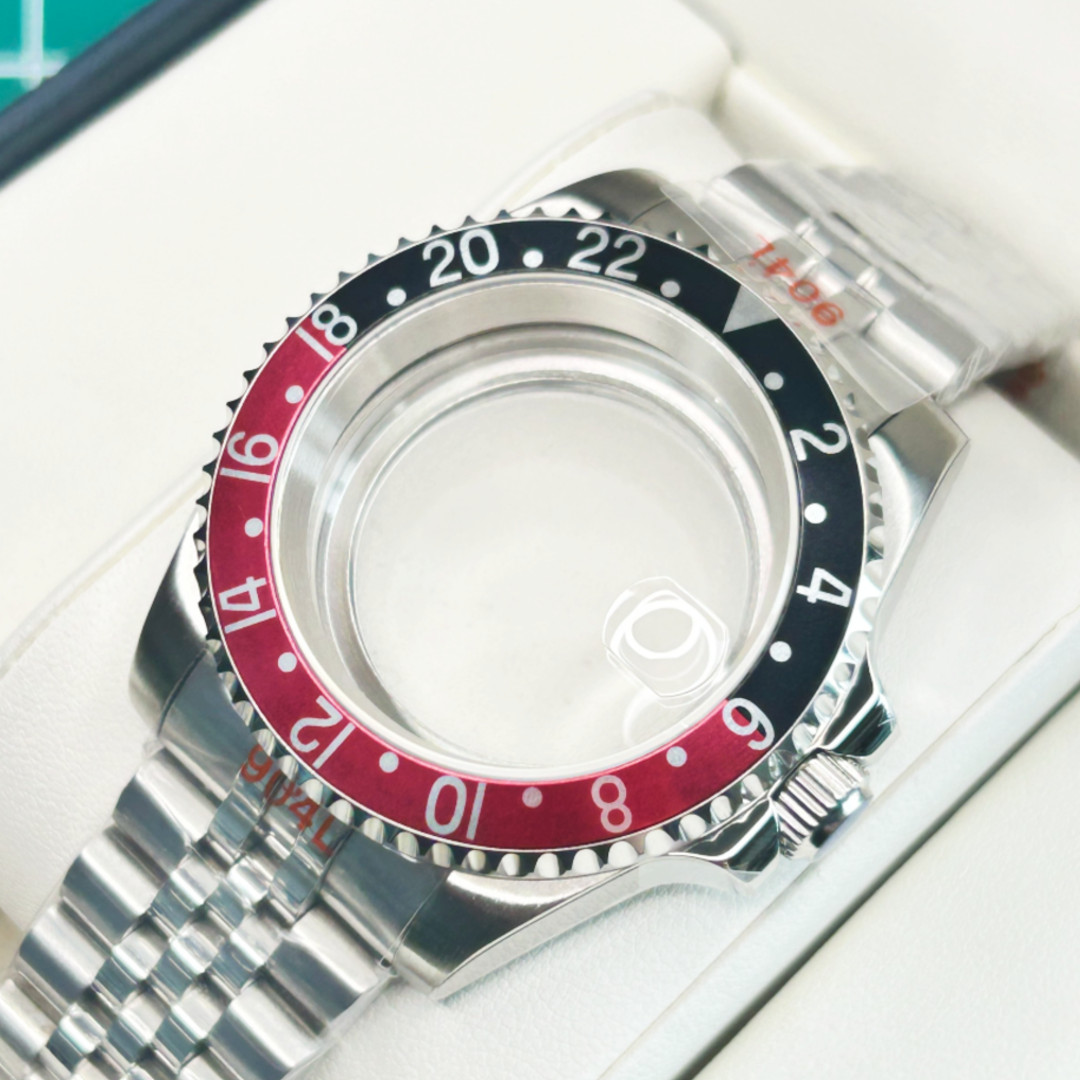 40mm Brushed Watch Case 200m Waterproof GMT Retro Coke Mod For Nh35 Nh36 Nh34