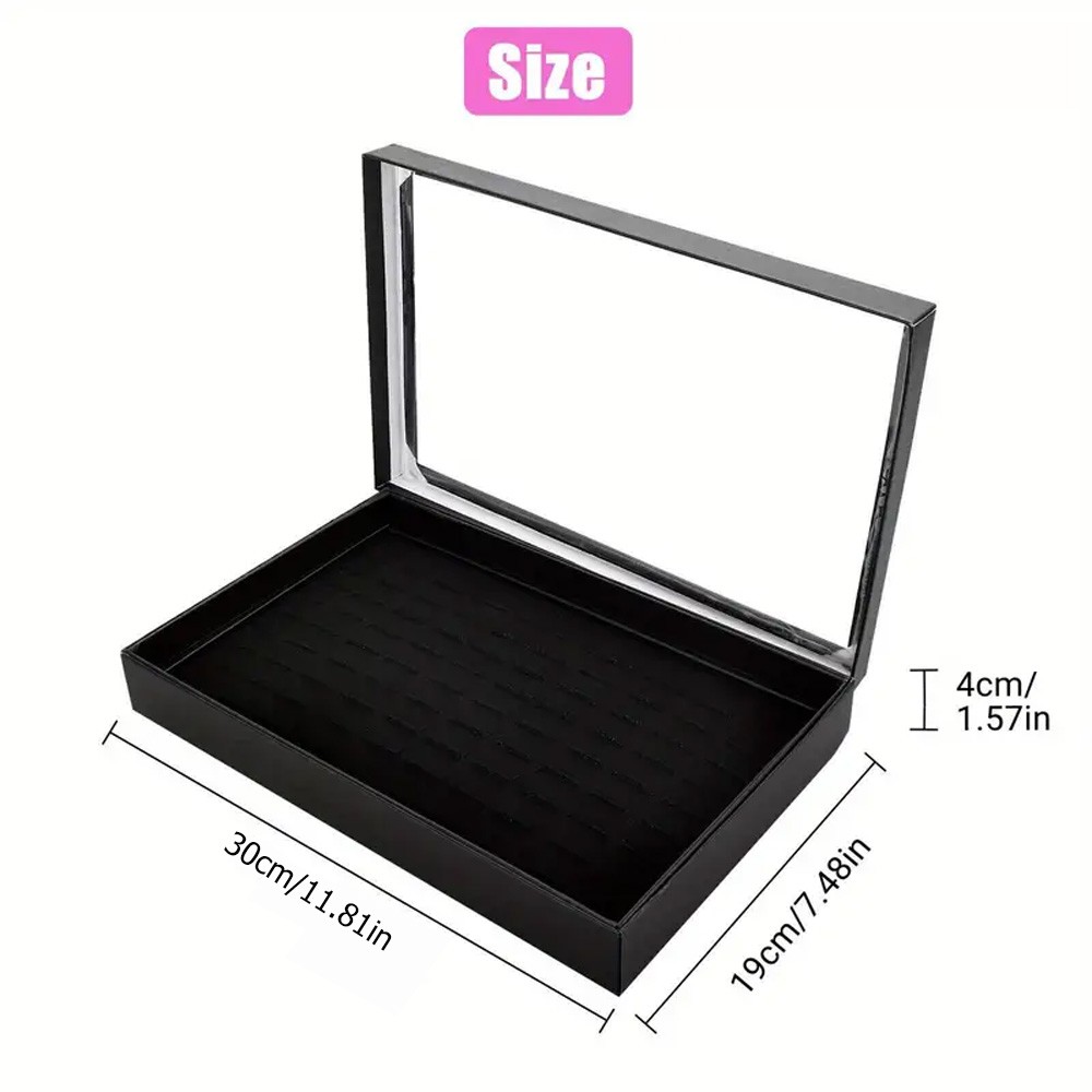 2PCS Jewelry Ring Display Organizer Tray Holder Earrings Storage Boxes 100 Slots