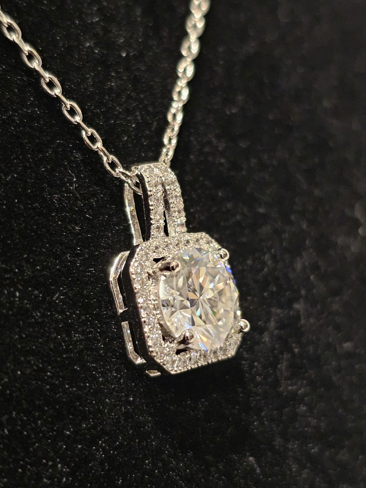 2 Carat Moissanite Solitaire Pendant White Gold Plated Over Brass