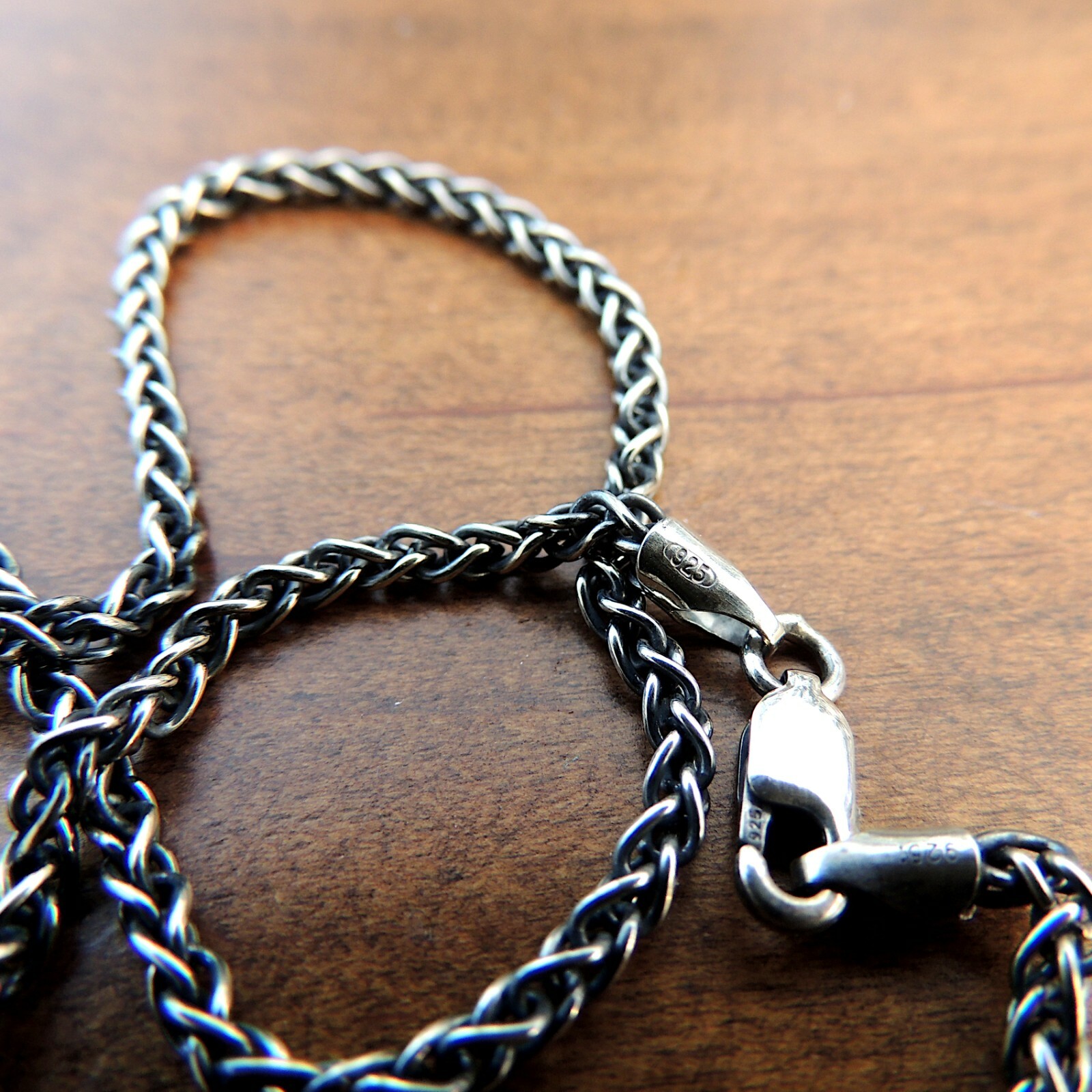 2.5mm Sterling Silver Oxidized Wheat Necklace Chain for Pendants (.925 Silver)