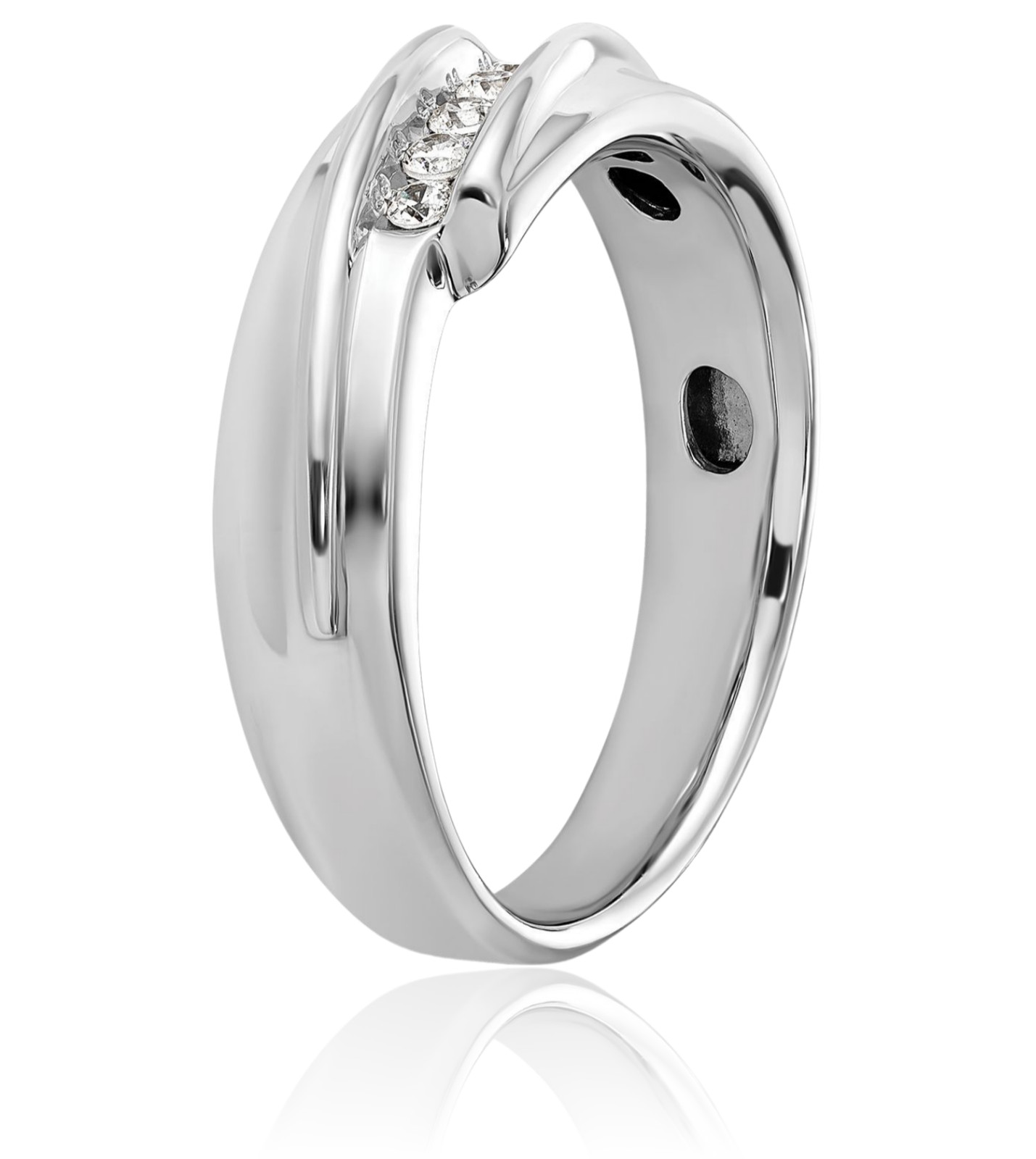 14K Solid Two Tone Gold 0.18 ct Diamond Wide Five Stone Wedding Ring 7.21mm