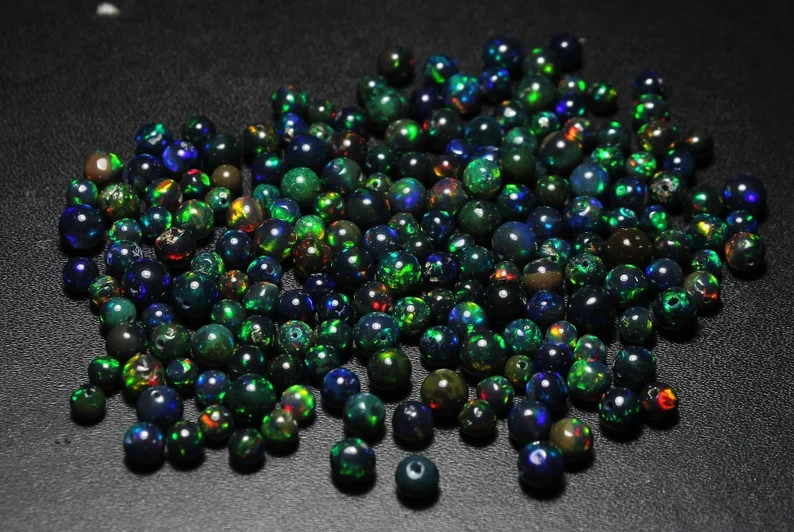 Black Ethiopian Opal Round Beads 4-5mm 10 Pieces Natural Loose Gemstone