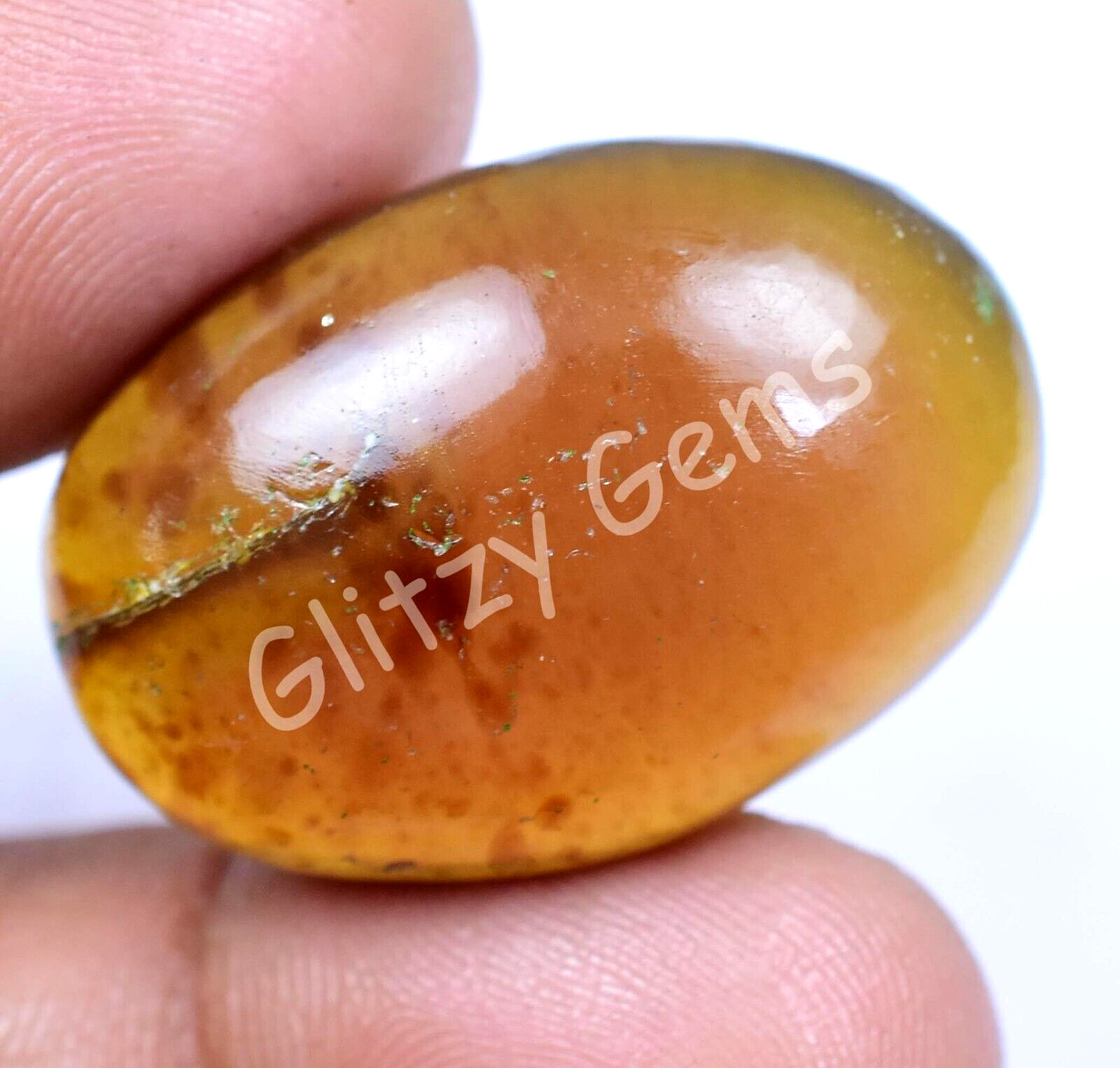 21.25 Ct Natural Tanzania Amber Fossil Insect Inclusion Cabo Certified Gemstone