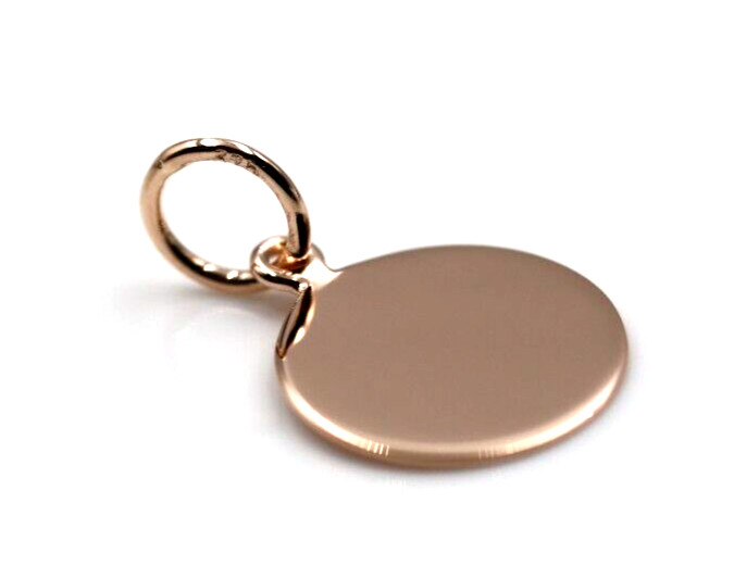 Genuine 9ct 9k Solid Rose Gold 12mm disc round circle pendant – Free Post