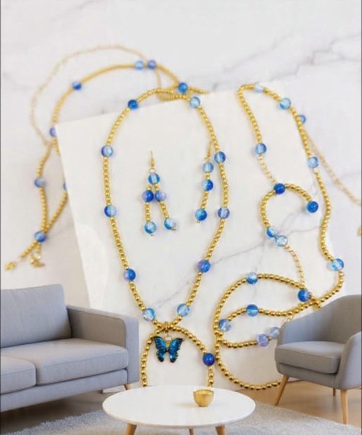 5pc Waist Bead Set with Earrings Bracelet and Anklet for Women