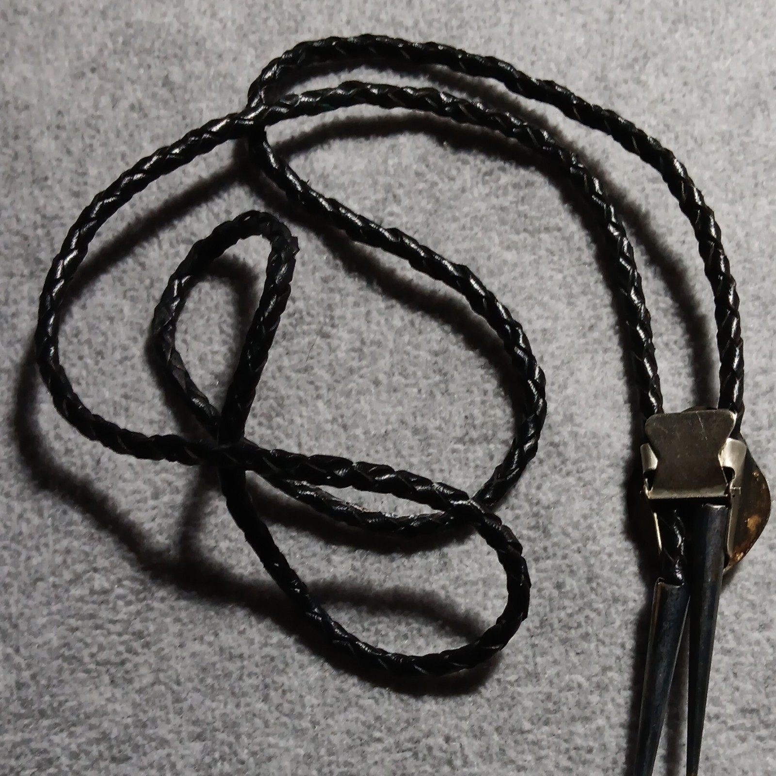 Men’s Western Bolo Tie Black Leather Cord Metal Oval Slide Adjustable