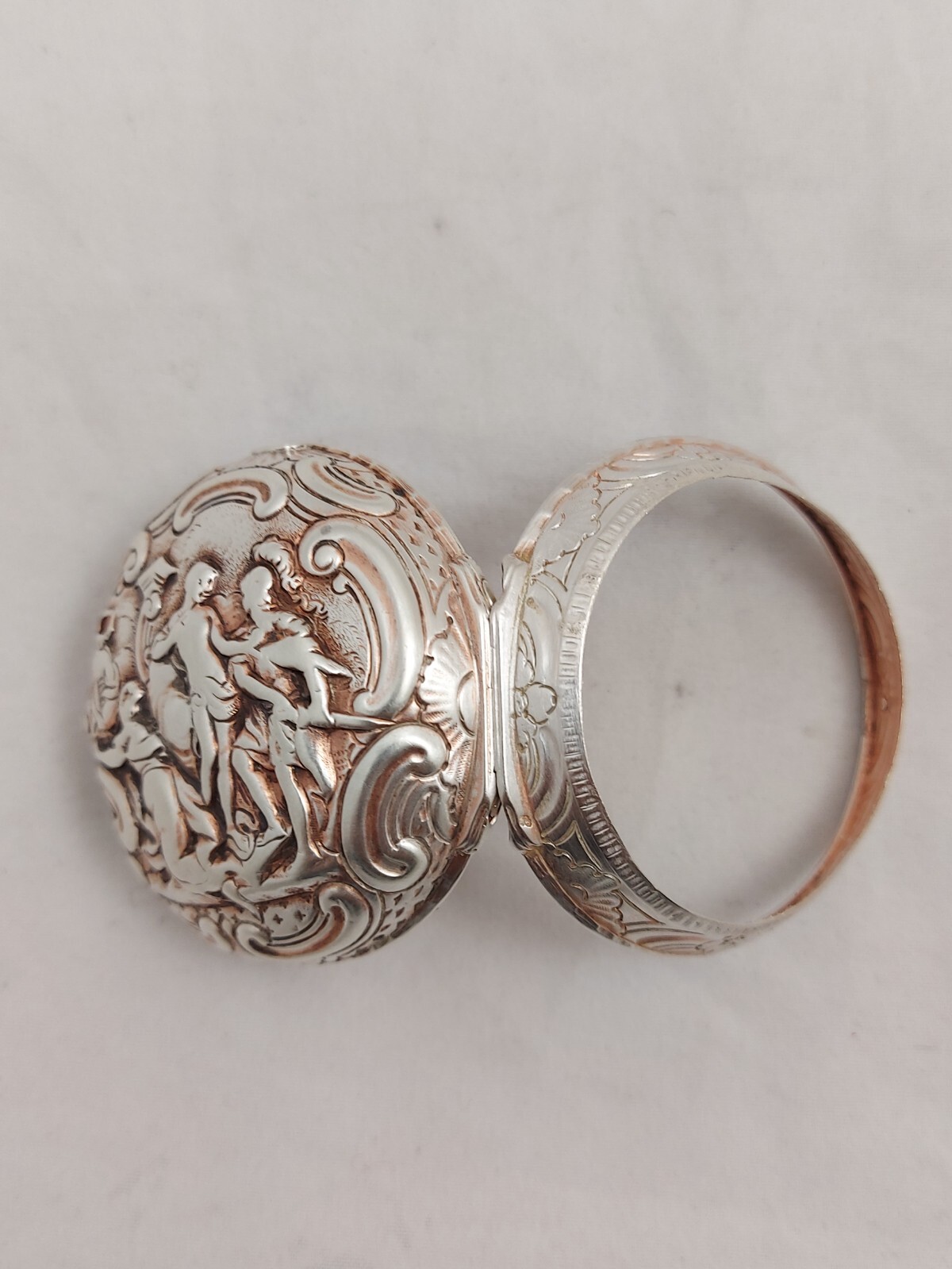 Antique Silver Repousse Verge Fusee Pocket Watch Only Case