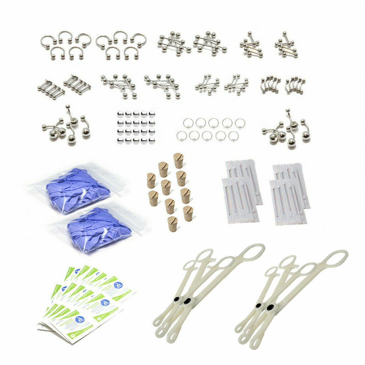 Professional Body Piercing Kit with Surgical Steel Jewelry 14G And 16G