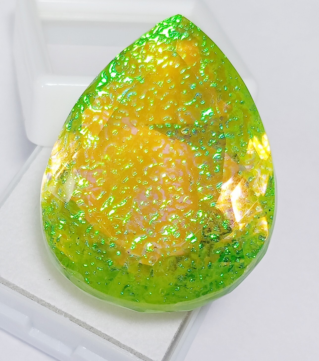 Natural Monarch Fire Opal Doublet Pear Cut Certified 87.55 Ct Loose Gemstone