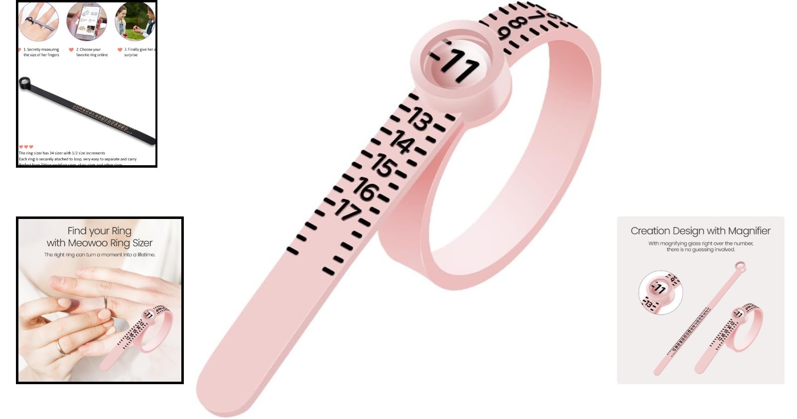 Portable Magnifying Ring Sizing Tool in Pink – Ideal for All Finger Sizes