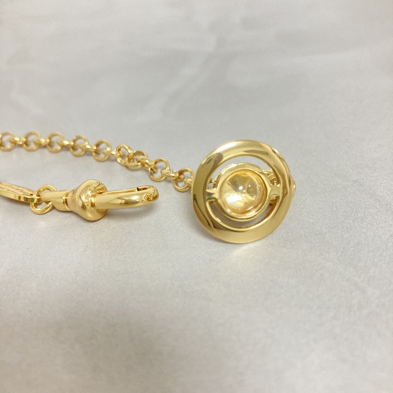 Vivienne Westwood Bracelet Petite Orb 17cm Gold Clear w/Pouch NO BOX