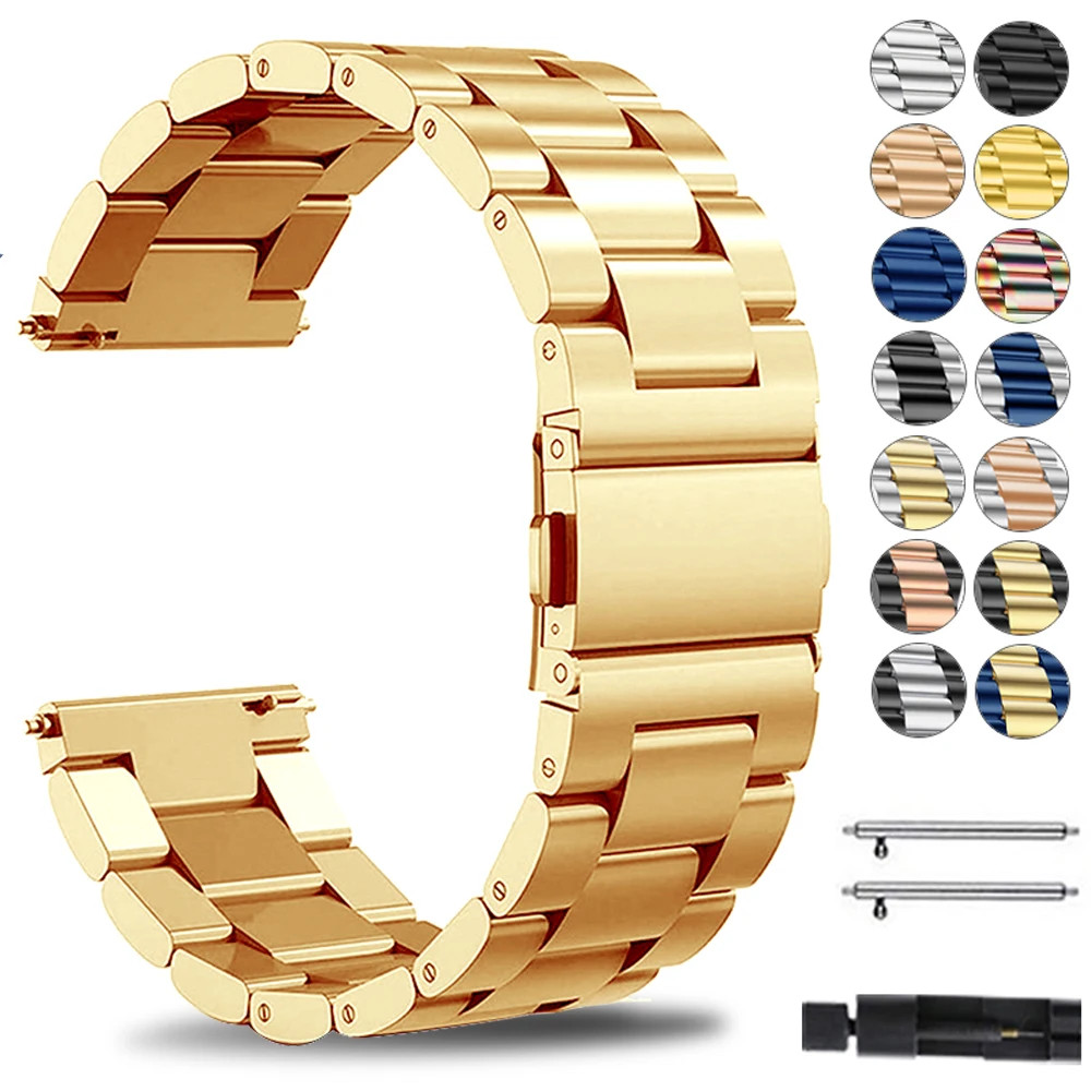 22mm Steel Watch Strap For Huami amazfit BIP 6 5 GTR 4 3 GTR 47mm Stainless Band