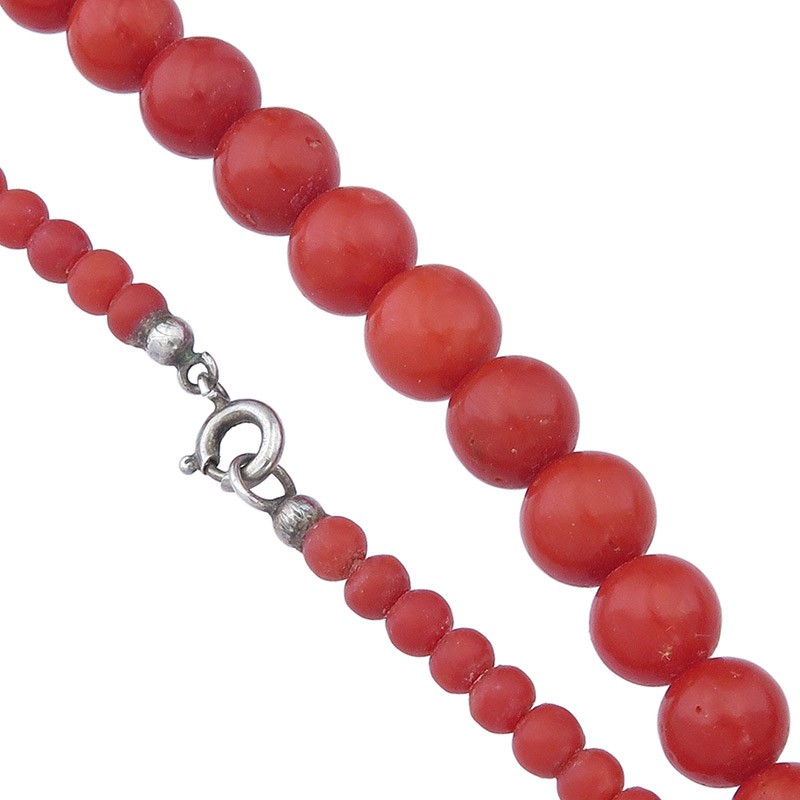 coral necklace gradient coral balls tomato red