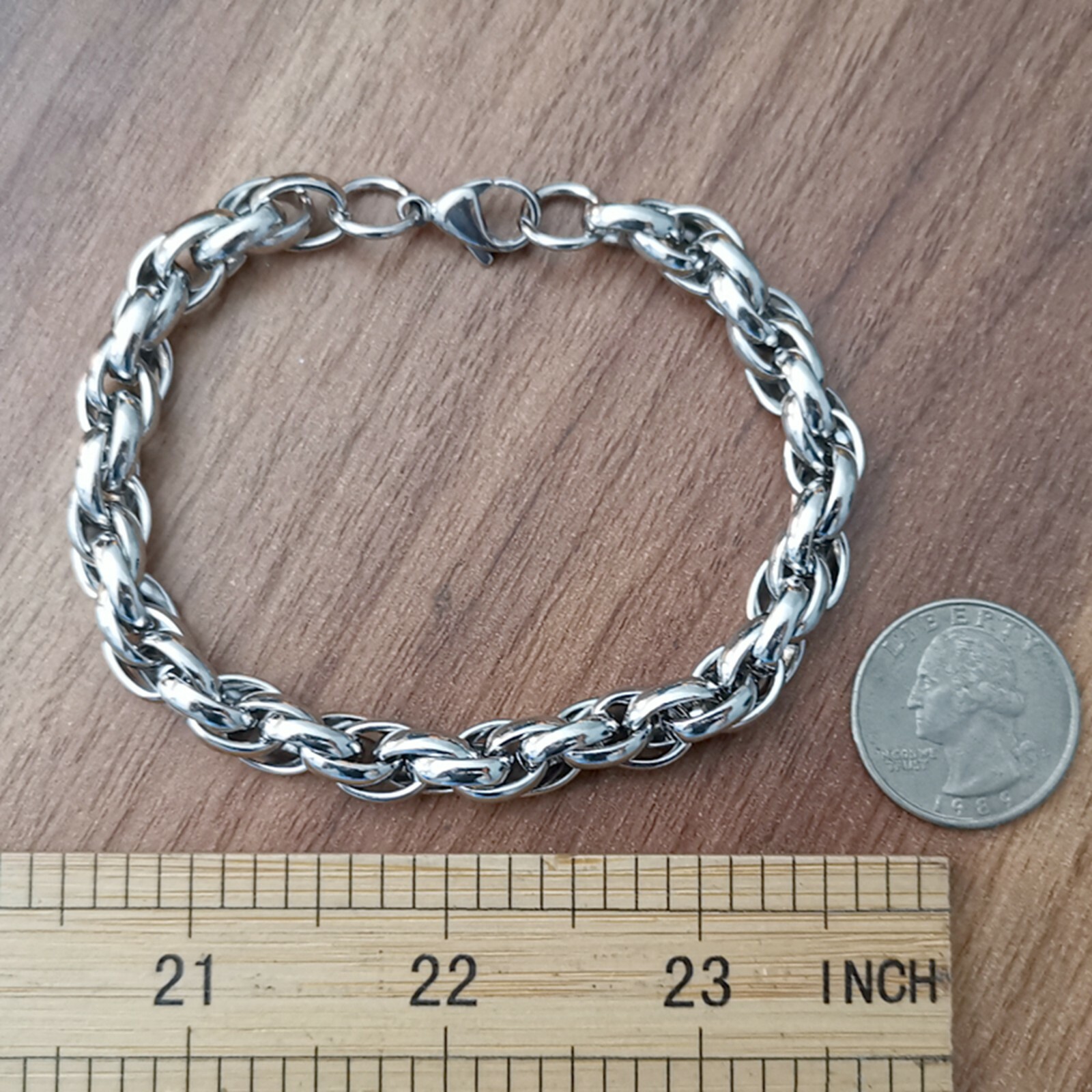 Shining 9mm S.steel Silver rope Link Chain Men’s Bracelet Necklace 7in–40in