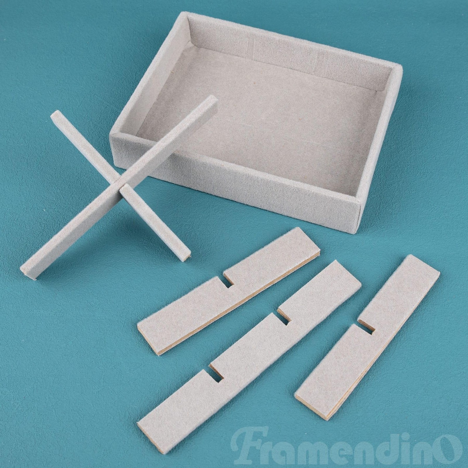 Framendino, 4 Pack Jewelry Tray Ring Display Case Stackable Organizer Trays D…