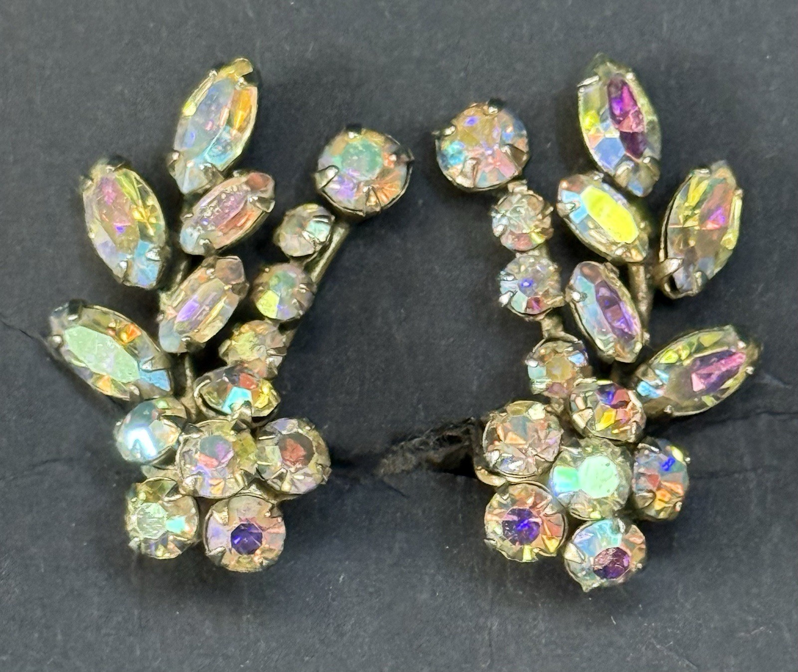 Vintage SHERMAN Signed Aurora Borealis Brooch and Earring Set BEAUTIFUL!