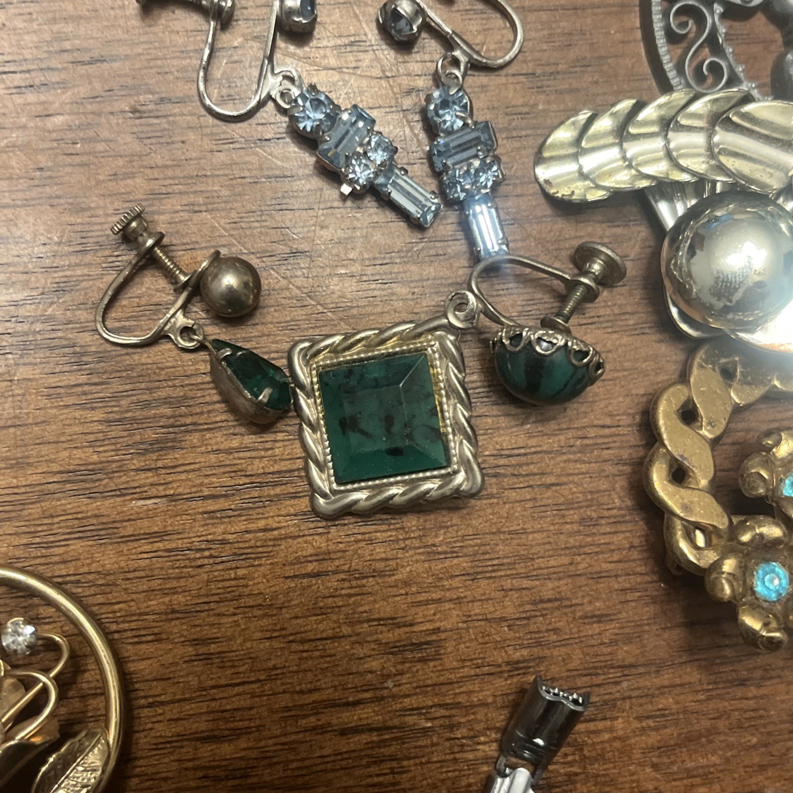Vintage Estate Costume Jewelry LOT Timex CORO Watch & Earrings Melba Brass