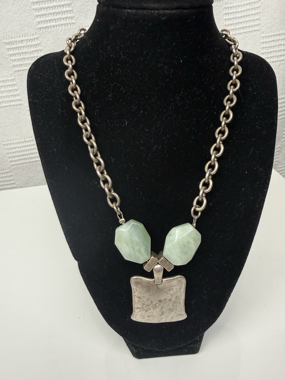 VTG Danon Pewter Pendant Necklace Featuring Brands Iconic Brutalist Handcrafted