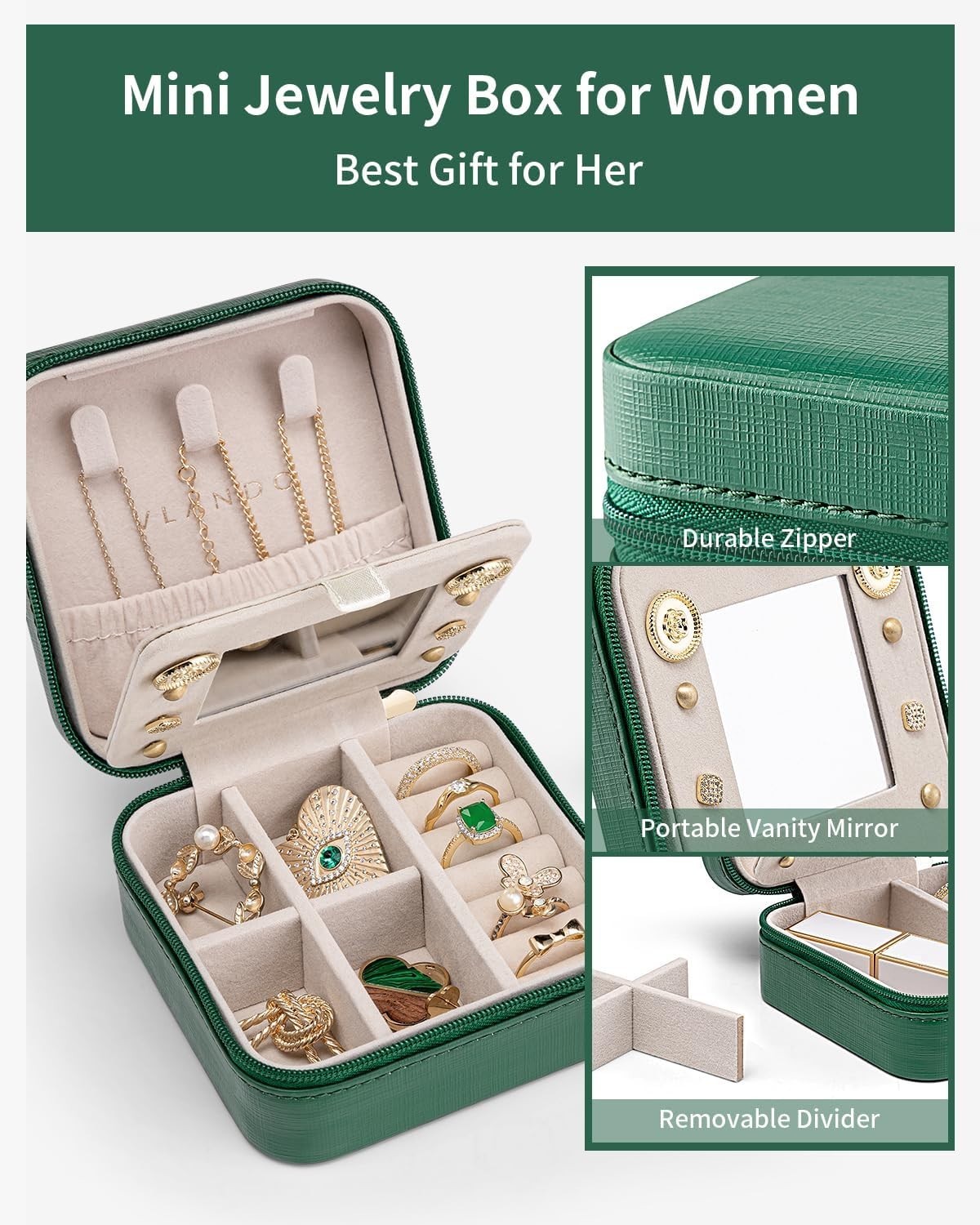 Small Travel Jewelry Box Organizer – Girls Women Gift Rings Earrings Necklace…