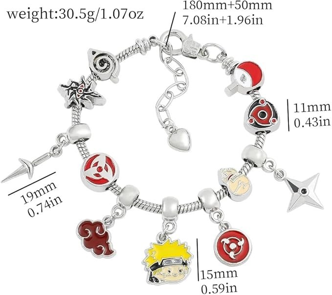 Naruto Charms Bracelet Anime Figure Pendant Beads Anime Cosplay Jewelry NEW