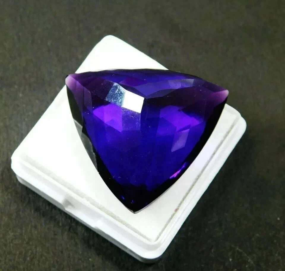 100 CT Natural Purple Amethyst Trillion Cut Certified Huge Gemstone Brazil