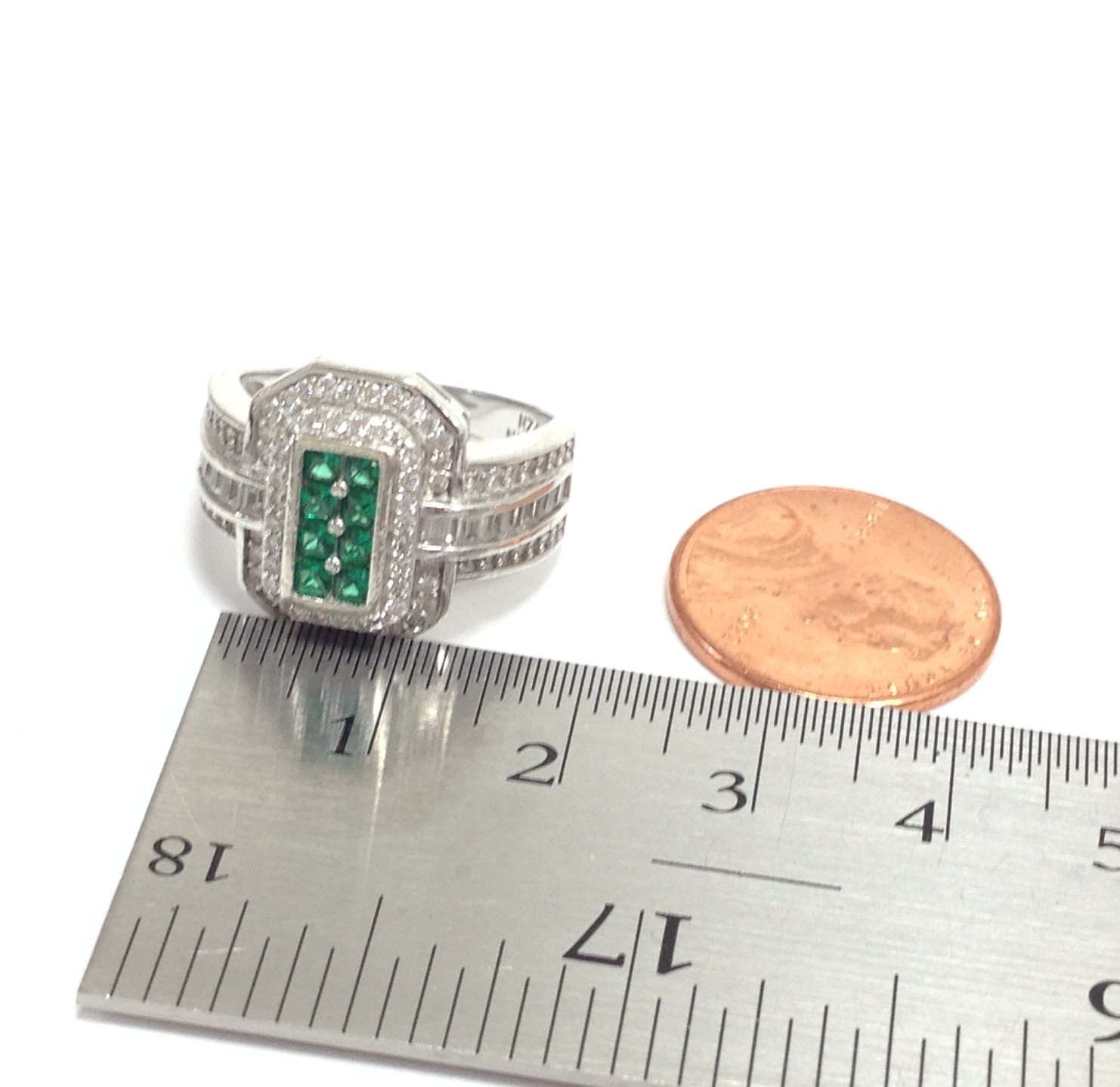 Fuzion Creations FZN Signed 925 Sterling Silver Green & Clear CZ Ring Size 7
