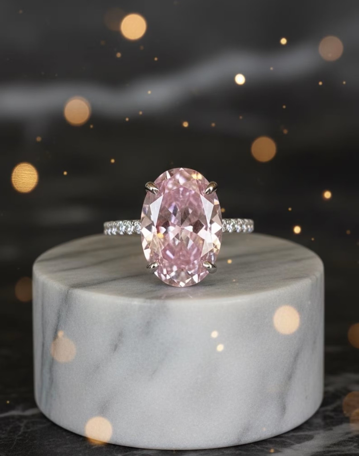 5.00 Ct Oval Natural Pink Sapphire & Diamond Wedding Gift Ring 14k White Gold 8