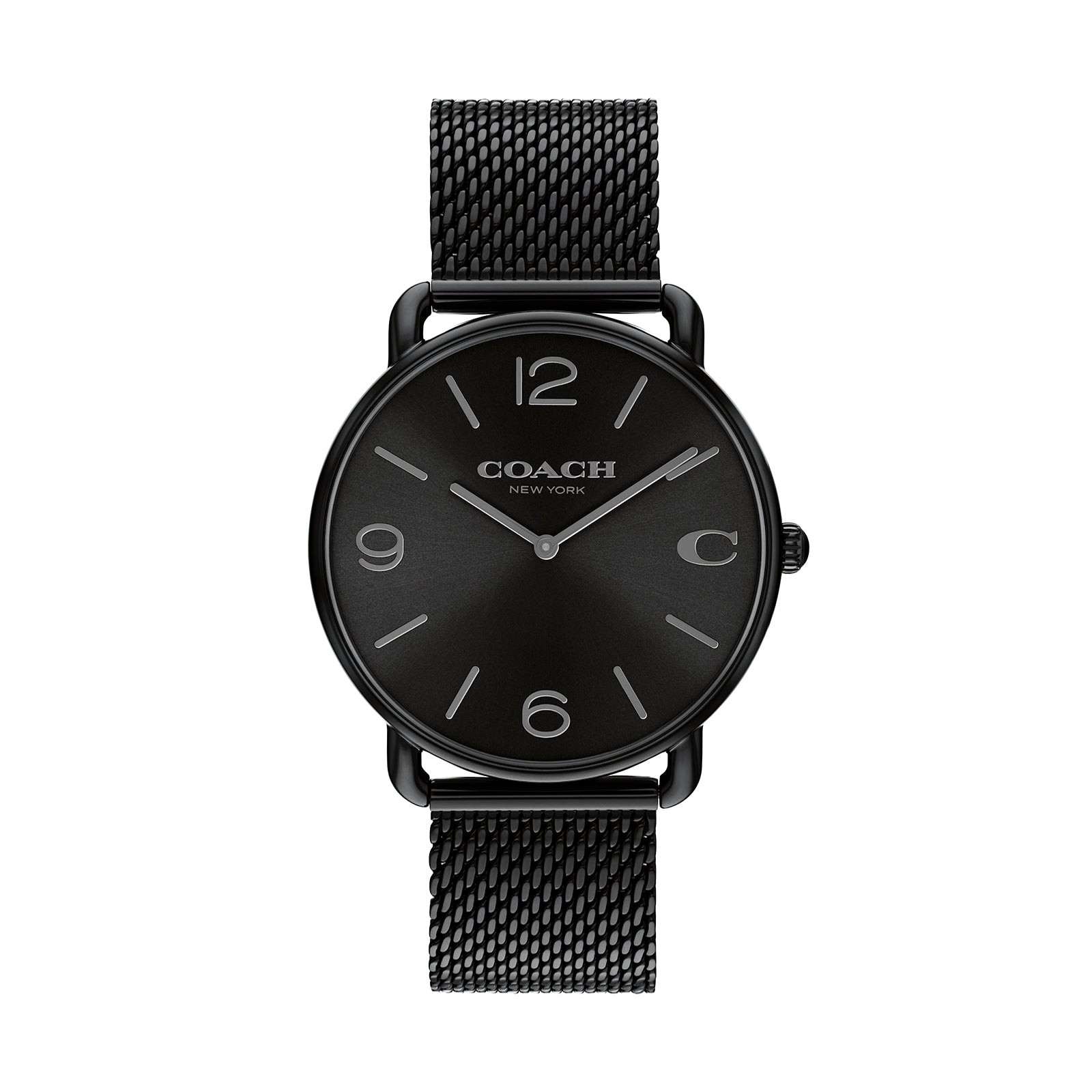 Coach Elliot 14602651 Men’s Black Sunray Dial Stainless Steel Mesh Watch New